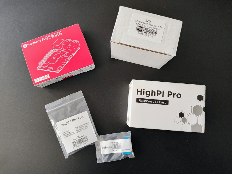 Photo of Raspberry Pi and accessories in their packages